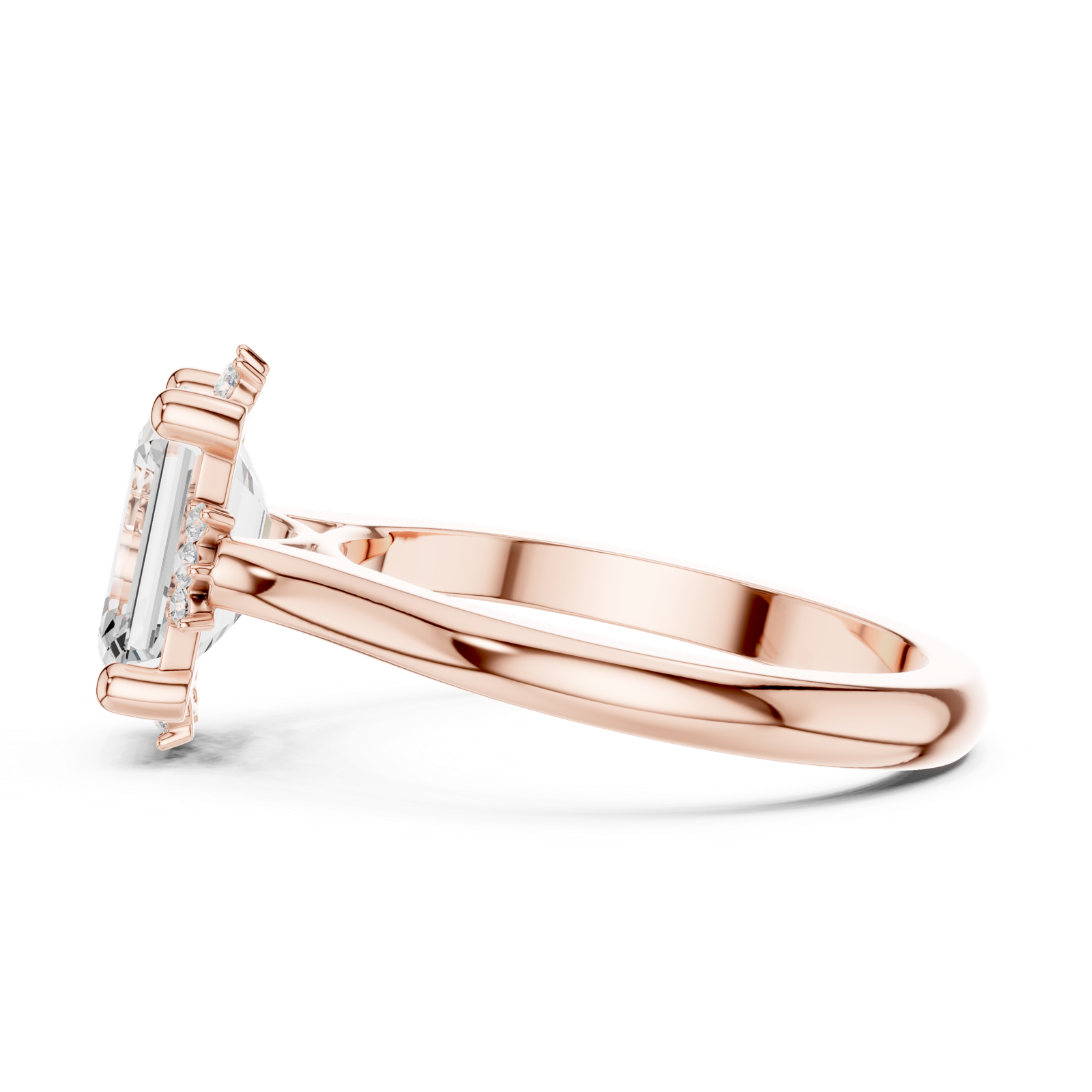 Gold Jewelry, Emerald center stone, Rose Gold, view 3