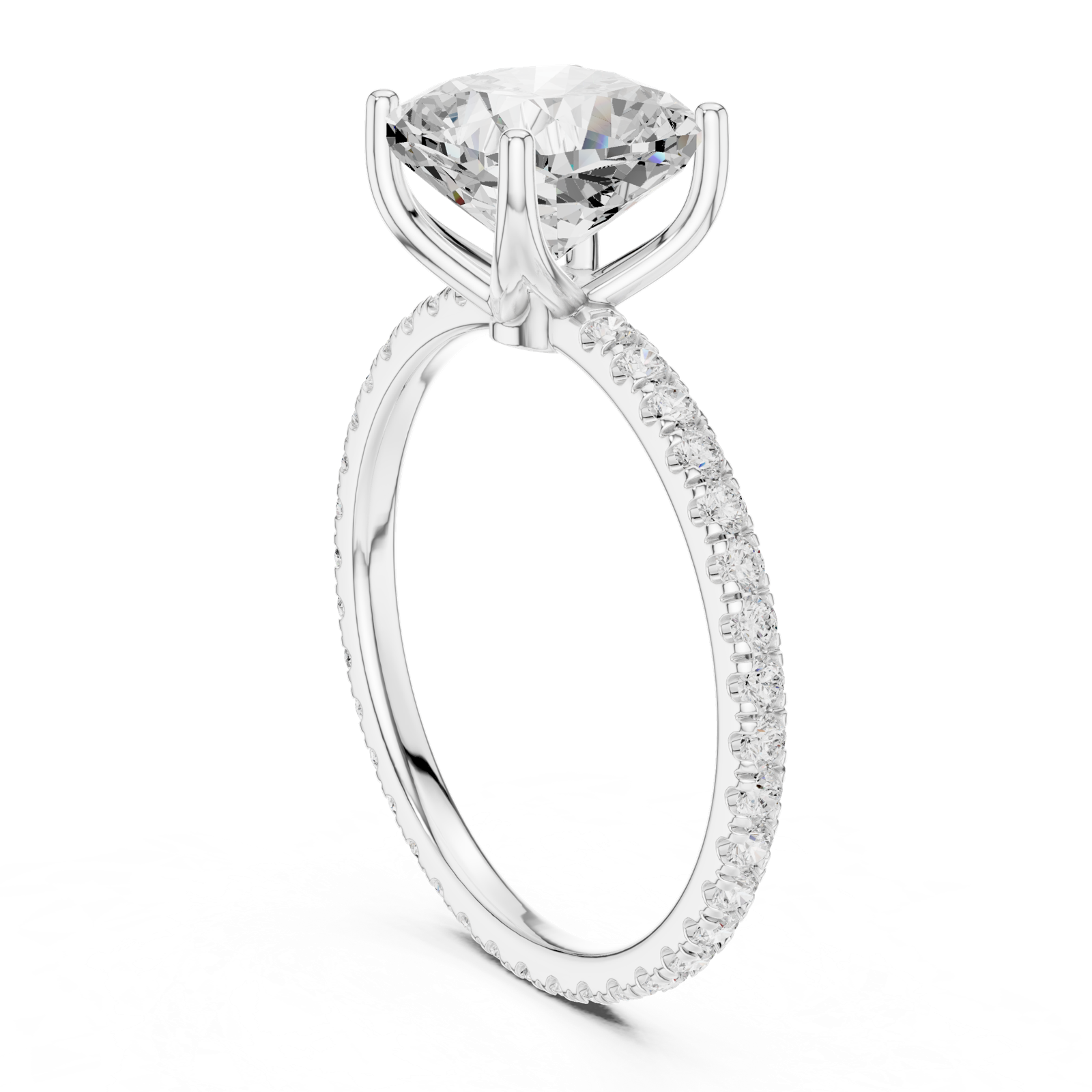 Gold Jewelry, Cushion center stone, White Gold, view 1