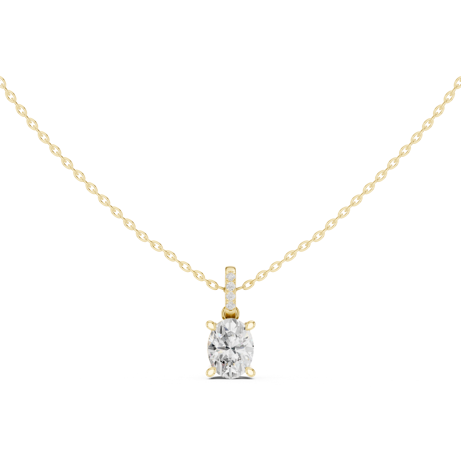 Gold Jewelry DDPO-009, Oval center stone, Yellow Gold, view 4