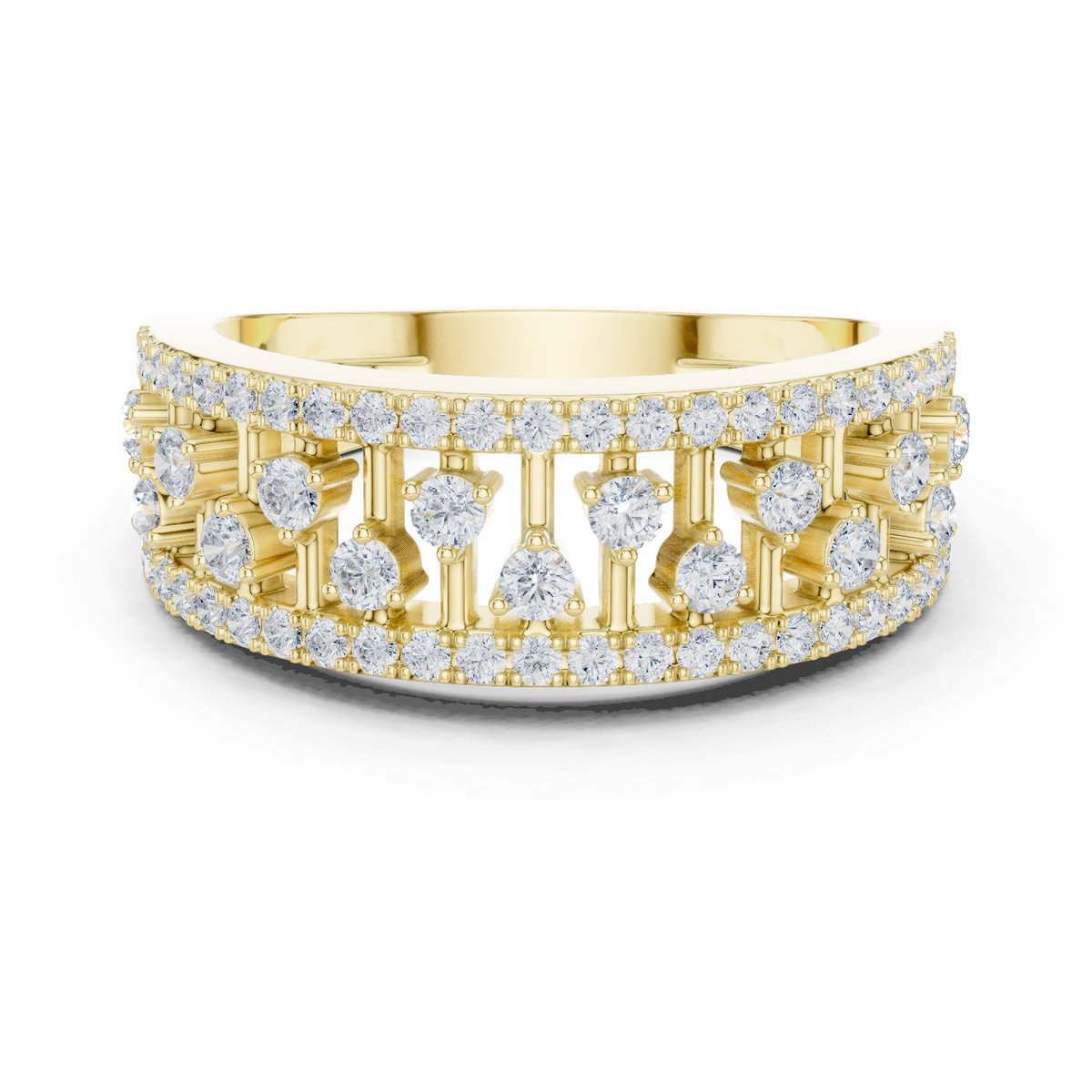 14K Solid Gold Lab Diamond Eternity Ring, Yellow Gold