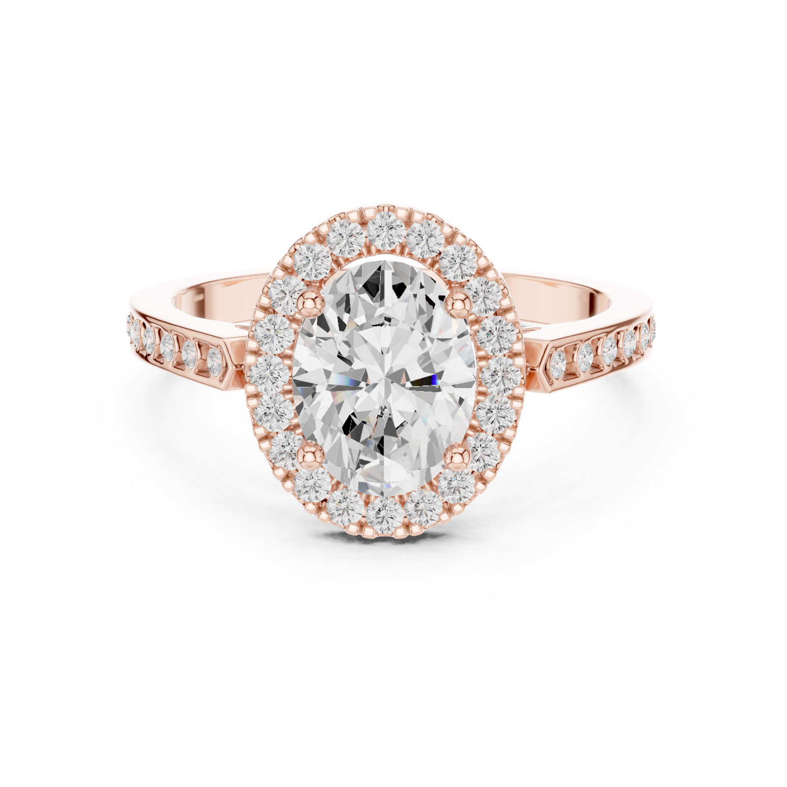 Gold Ring DDLR-349, Oval center stone, Rose Gold, view 4