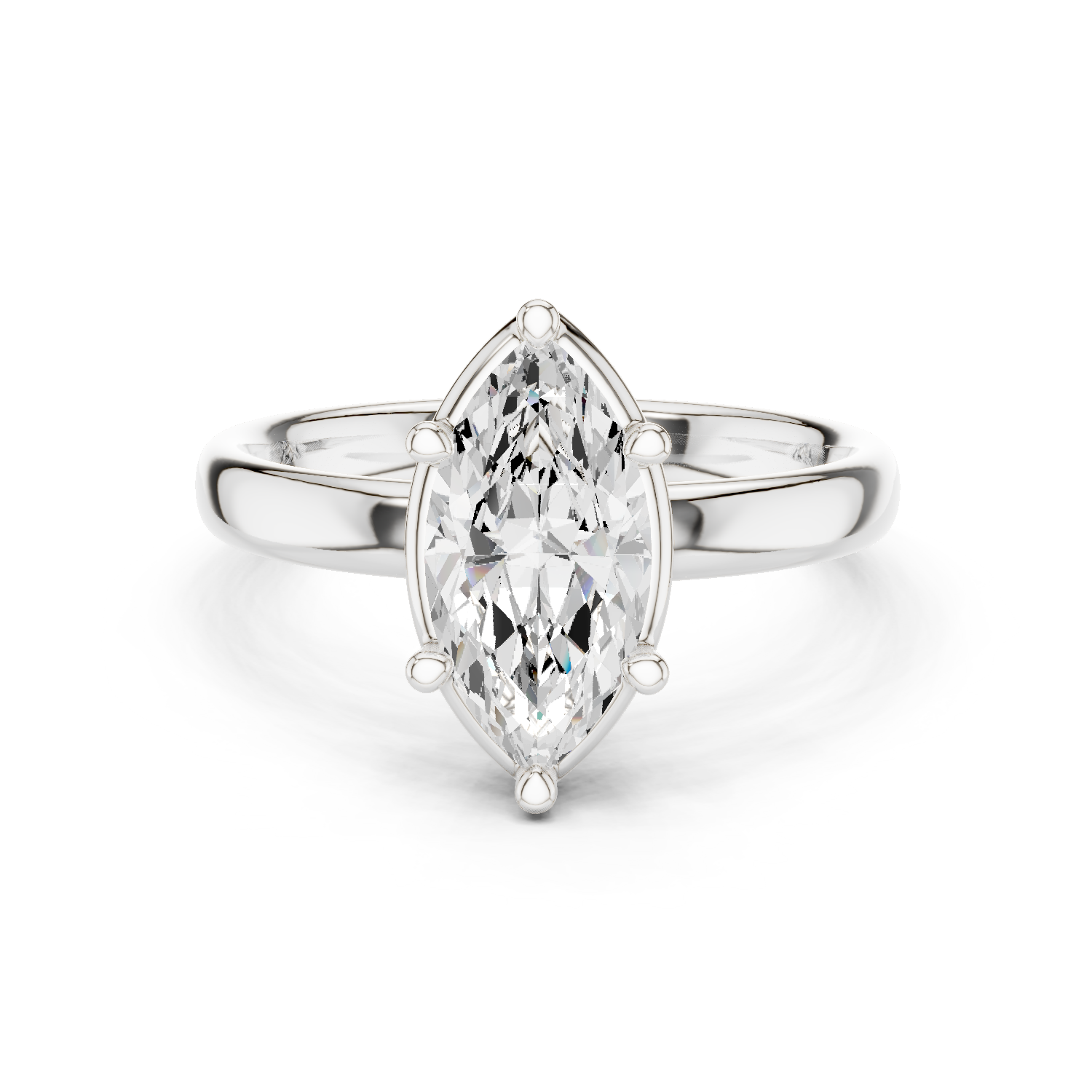 Gold Jewelry L36-10, Marquise center stone, White Gold