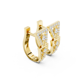 14K Solid Gold Lab Diamond Cluster Earrings, Yellow Gold, view 1