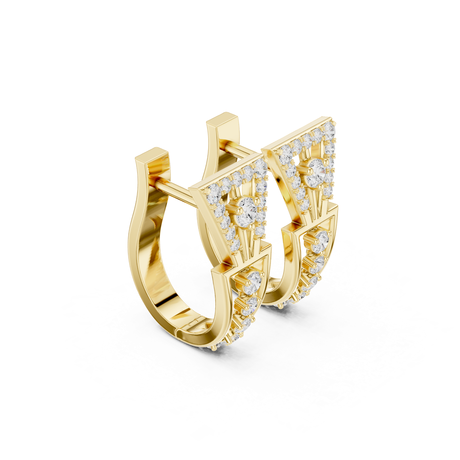 14K Solid Gold Lab Diamond Cluster Earrings, Yellow Gold, view 1