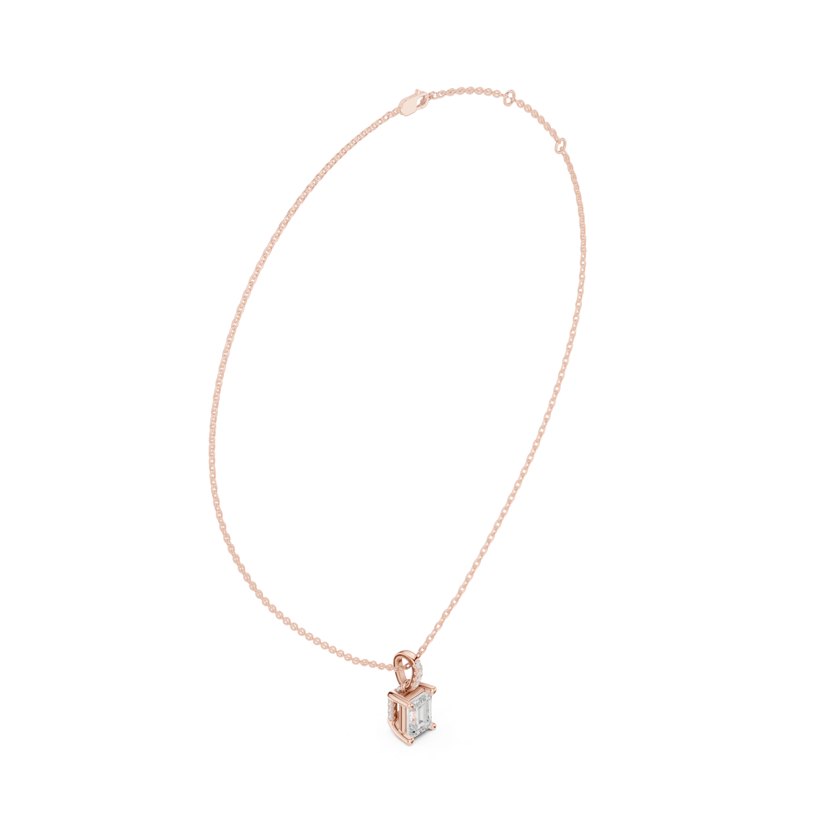 Gold Jewelry, Emerald center stone, Rose Gold, view 1