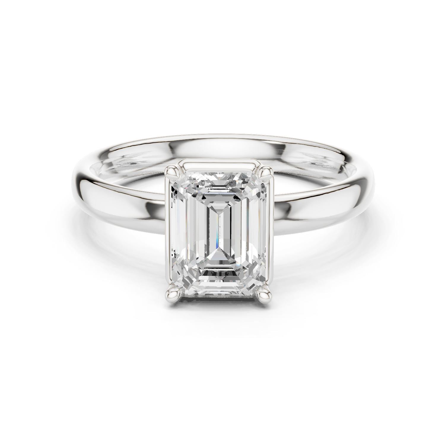 Gold Jewelry L36-10, Emerald center stone, White Gold