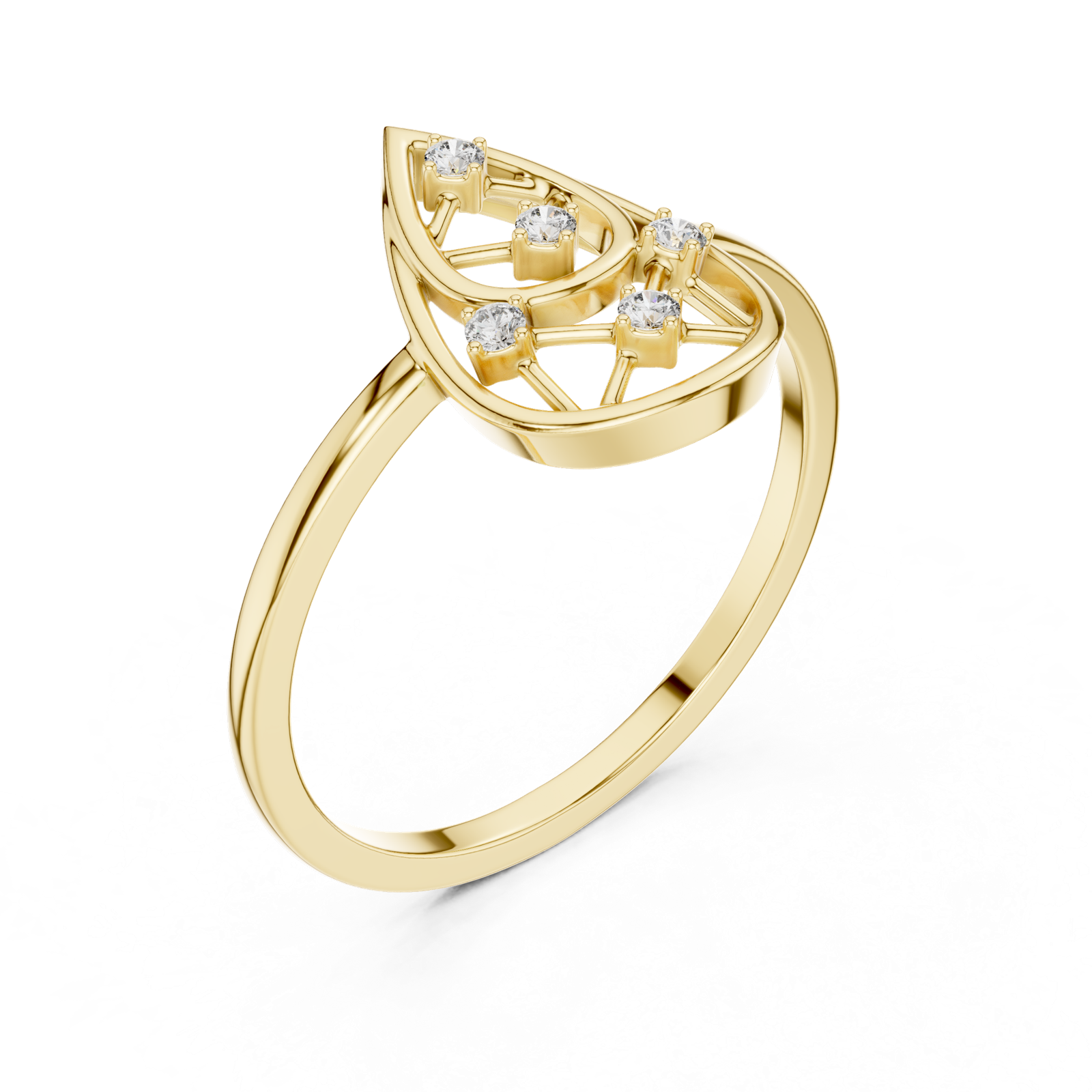 Gold Ring DR-6235, Yellow Gold, view 2