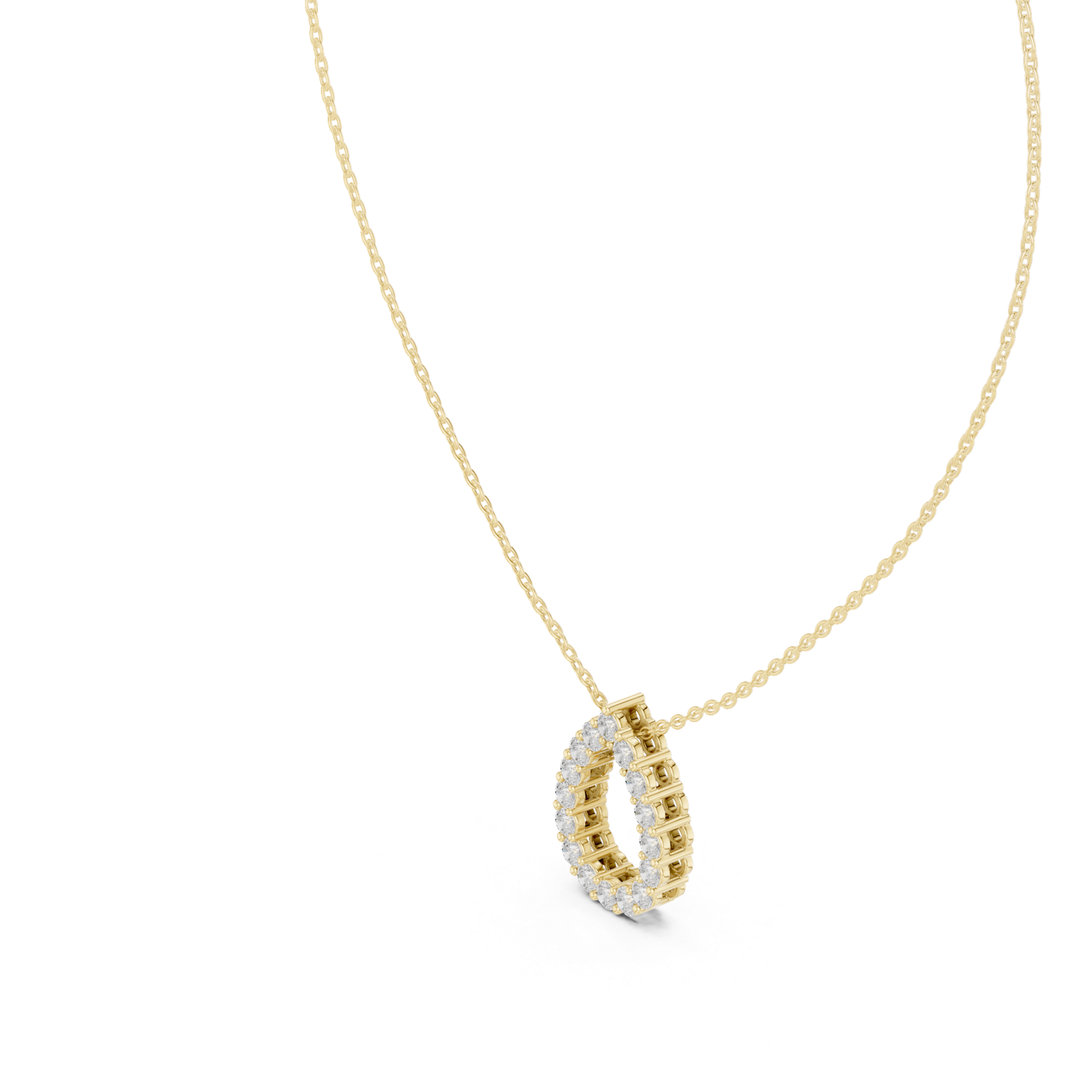14K Solid Gold Lab Diamond Pendant Necklace, Yellow Gold, view 2