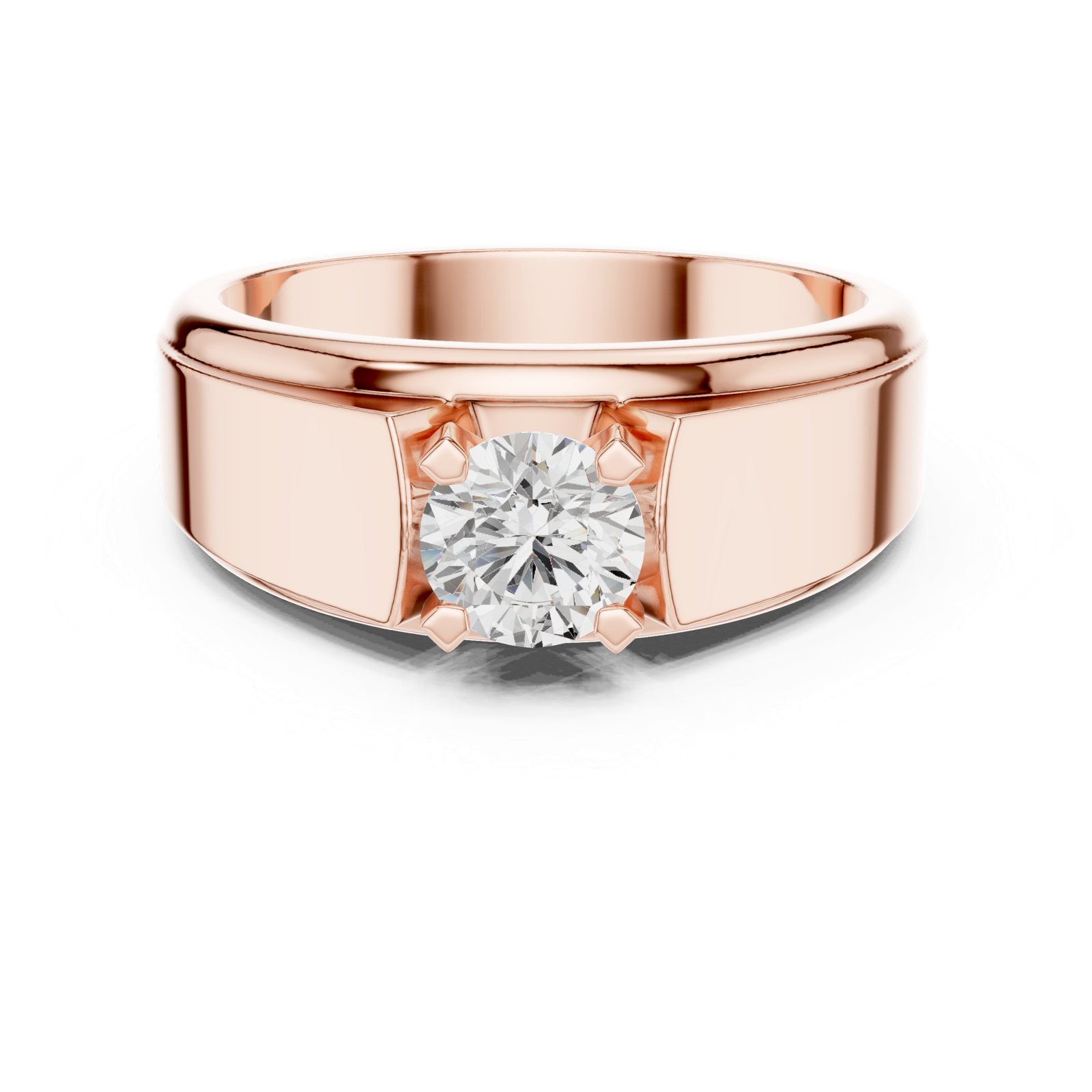 14K Solid Gold Lab Diamond Solitaire Ring, Rose Gold, view 4