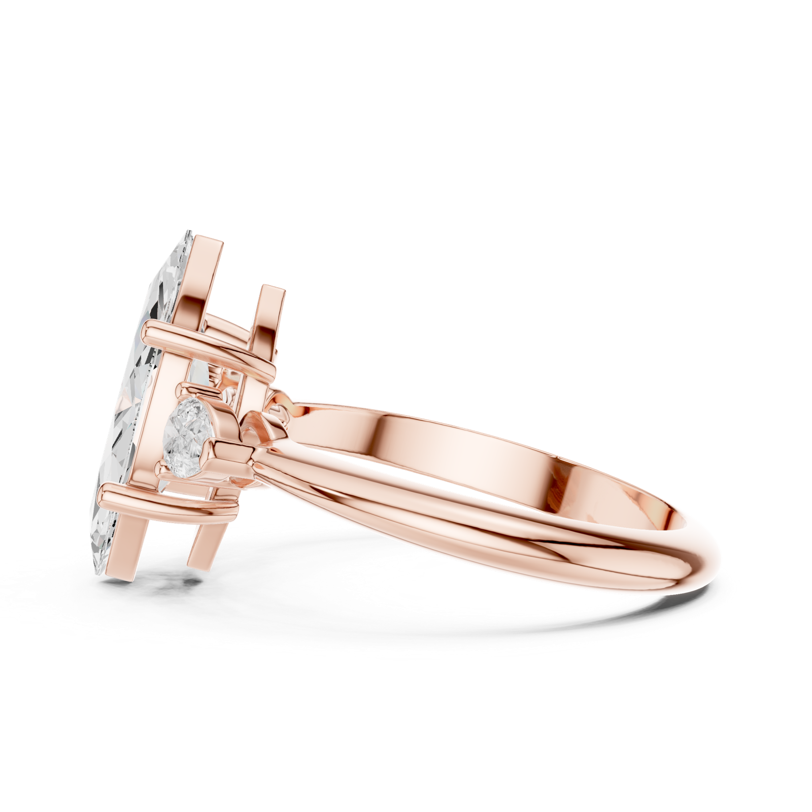 Gold Jewelry L35-66, Marquise center stone, Rose Gold, view 3