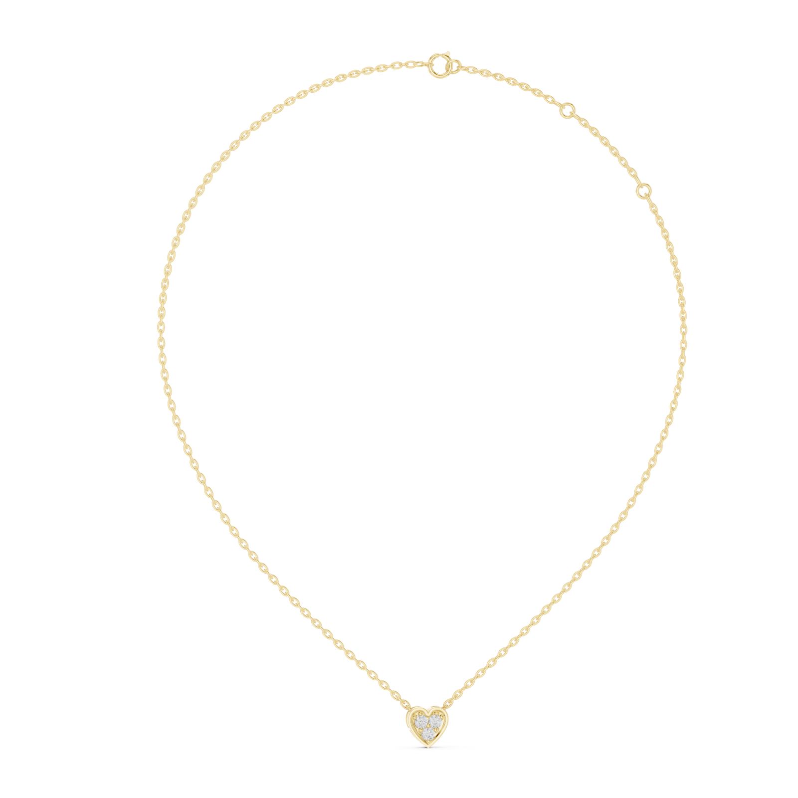 14K Solid Gold Lab Diamond Heart Pendant Necklace, Yellow Gold, view 1