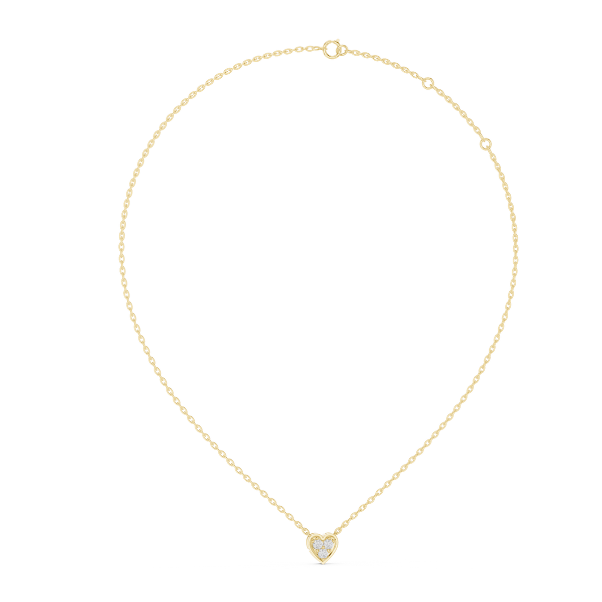 14K Solid Gold Lab Diamond Heart Pendant Necklace, Yellow Gold, view 1