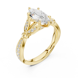 Gold Ring DDLR-257, Marquise center stone, Yellow Gold, view 2
