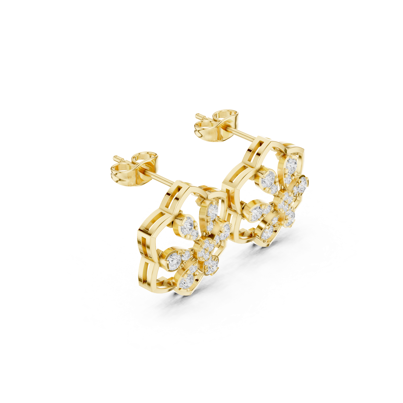 Gold Earrings 9-10018PE, Yellow Gold, view 1