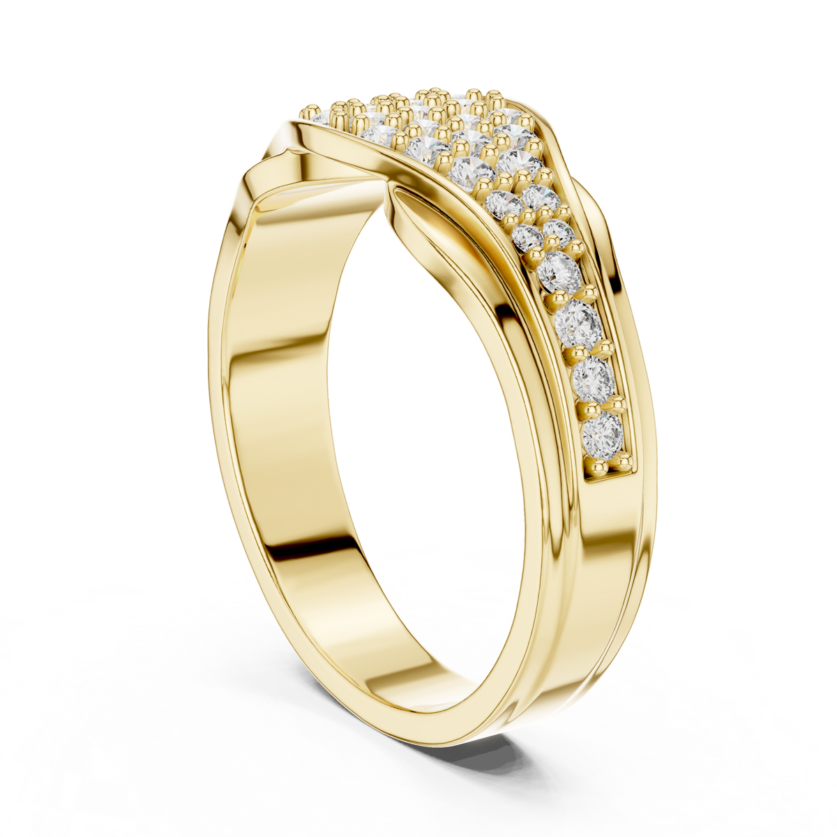 14K Solid Gold Lab Diamond Cluster Ring, Yellow Gold, view 1