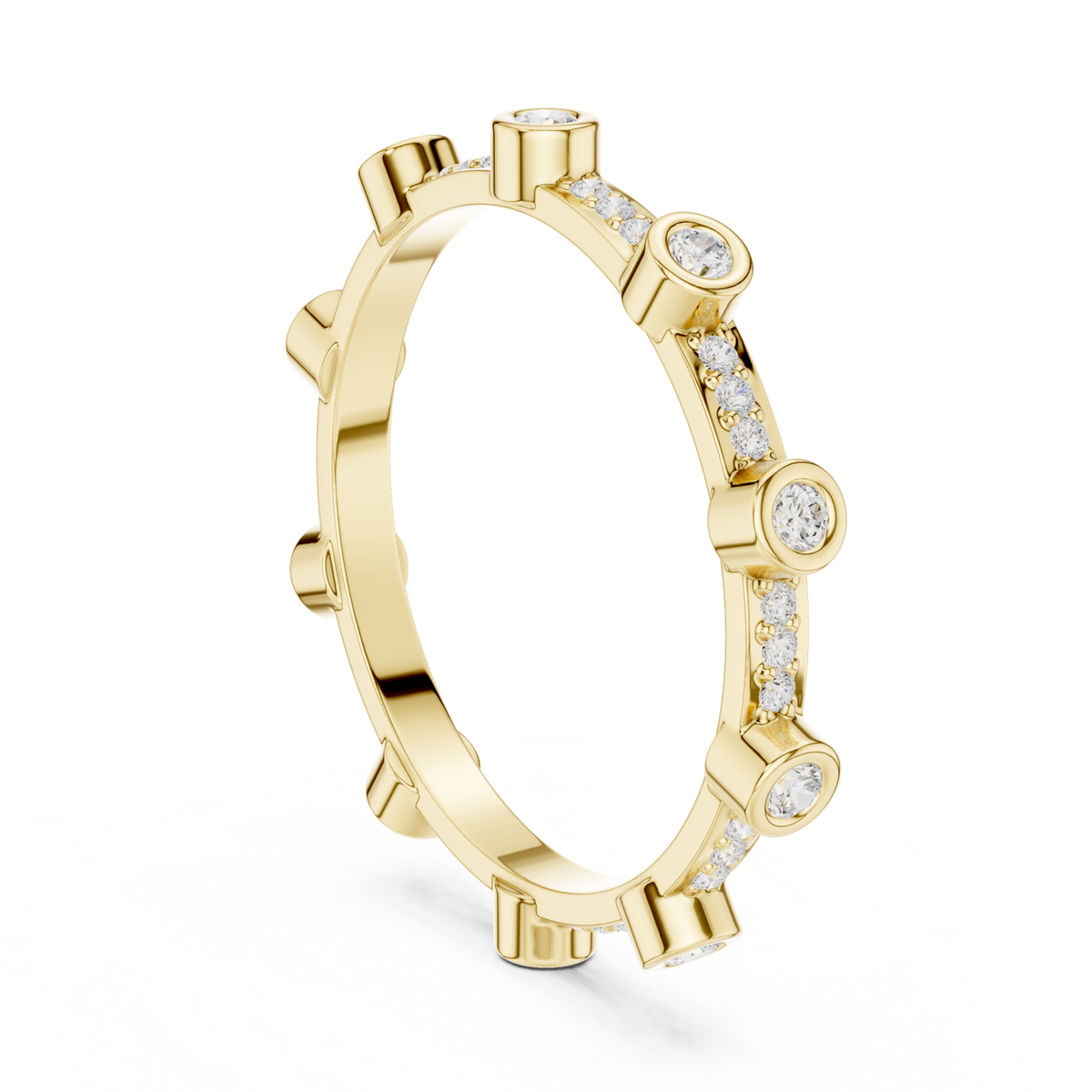 14K Solid Gold Lab Diamond Band Ring, Yellow Gold, view 1