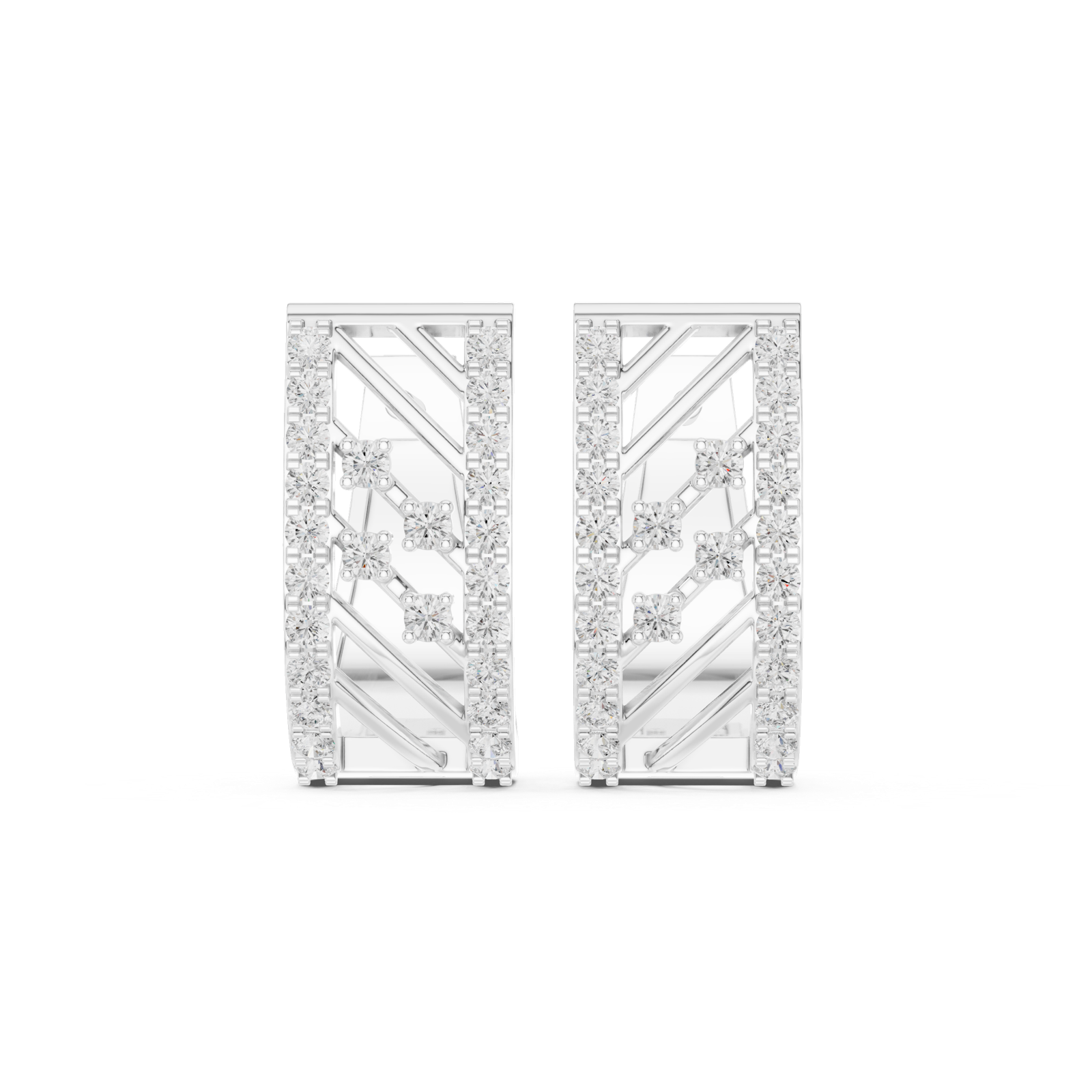 14K Solid Gold Lab Diamond Cluster Earrings, White Gold
