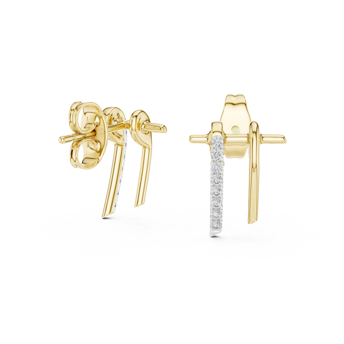 14K Solid Gold Lab Diamond Cluster Earrings, Yellow Gold, view 1