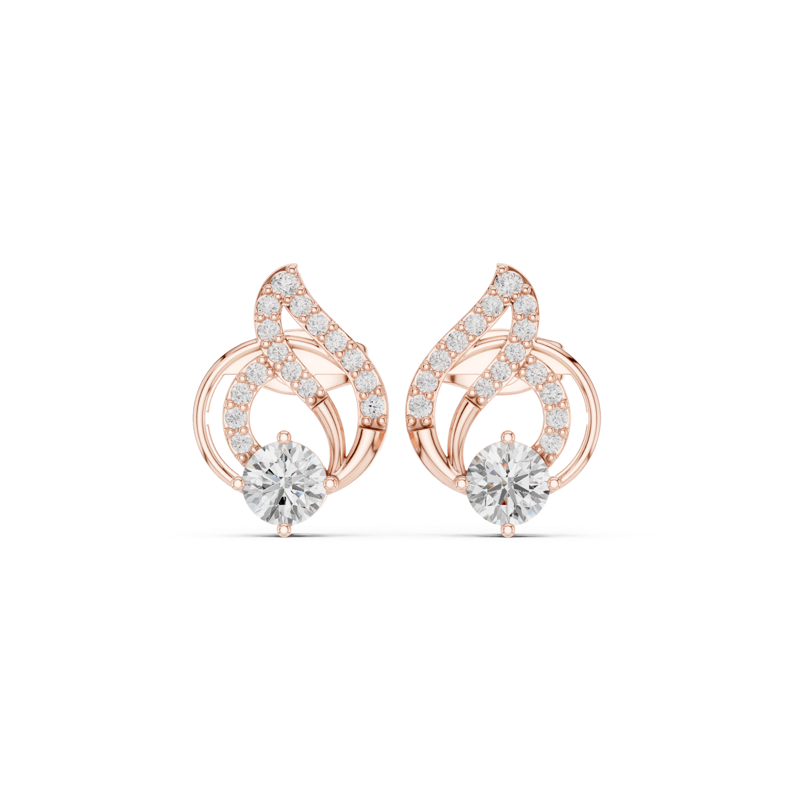 Gold Earrings Earring, Rose Gold, view 4