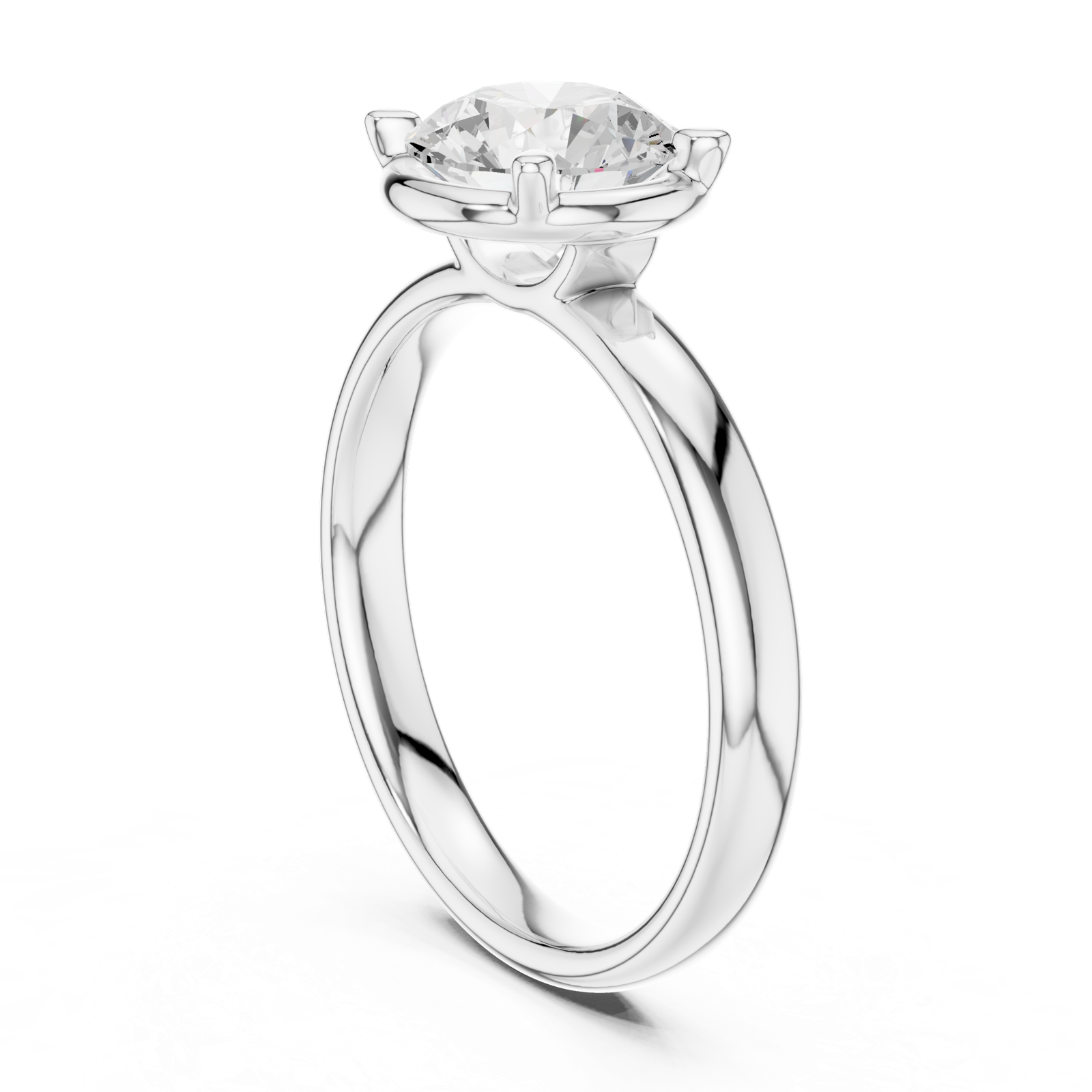 Gold Jewelry L36-10, Round center stone, White Gold, view 1
