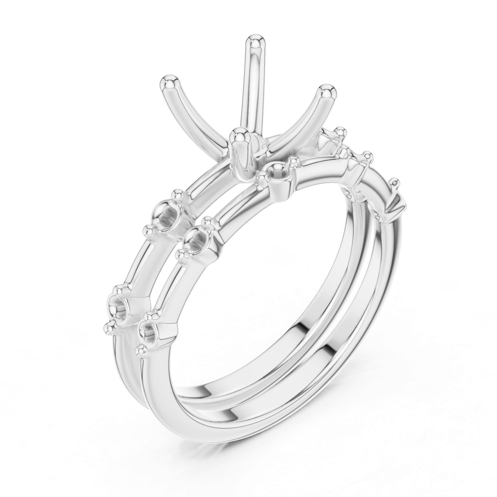 Gold Ring DDLR-441, Cushion center stone, White Gold, view 2