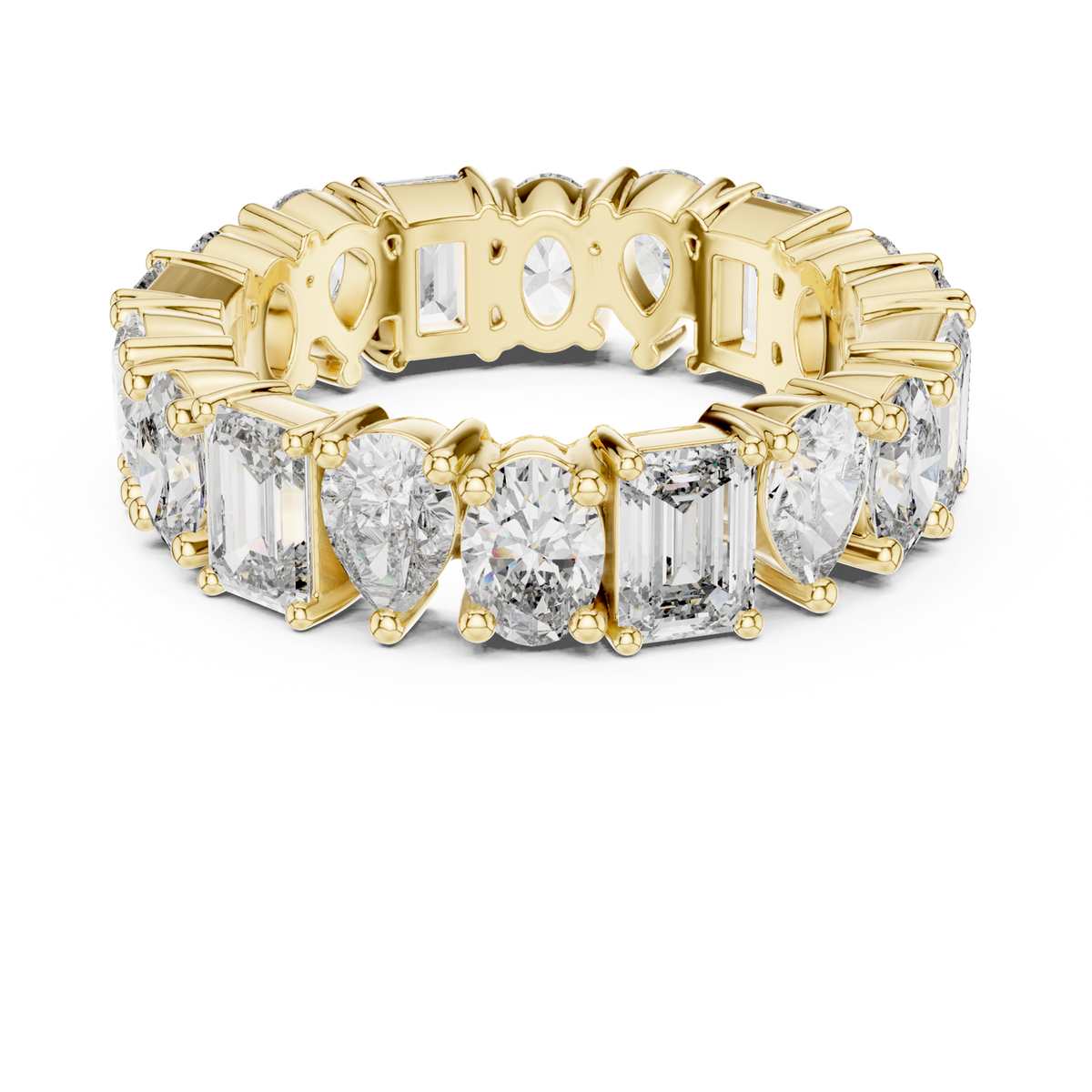 14K Solid Gold Lab Diamond Eternity Ring, Yellow Gold