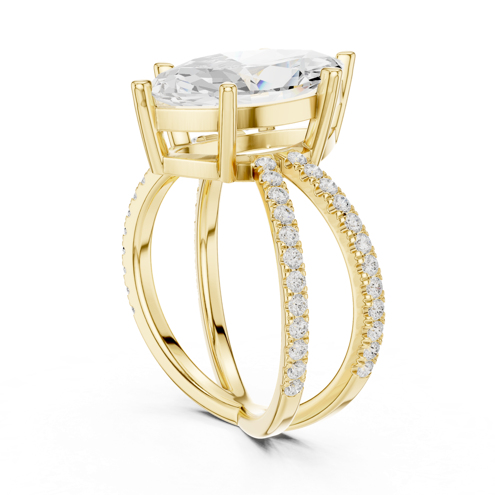 Gold Jewelry L36-25, Marquise center stone, Yellow Gold, view 1