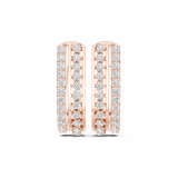 14K Solid Gold Lab Diamond Huggie Earrings, Rose Gold