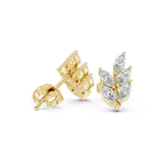 14K Solid Gold Lab Diamond Leaf Cluster Earrings, Yellow Gold, view 1