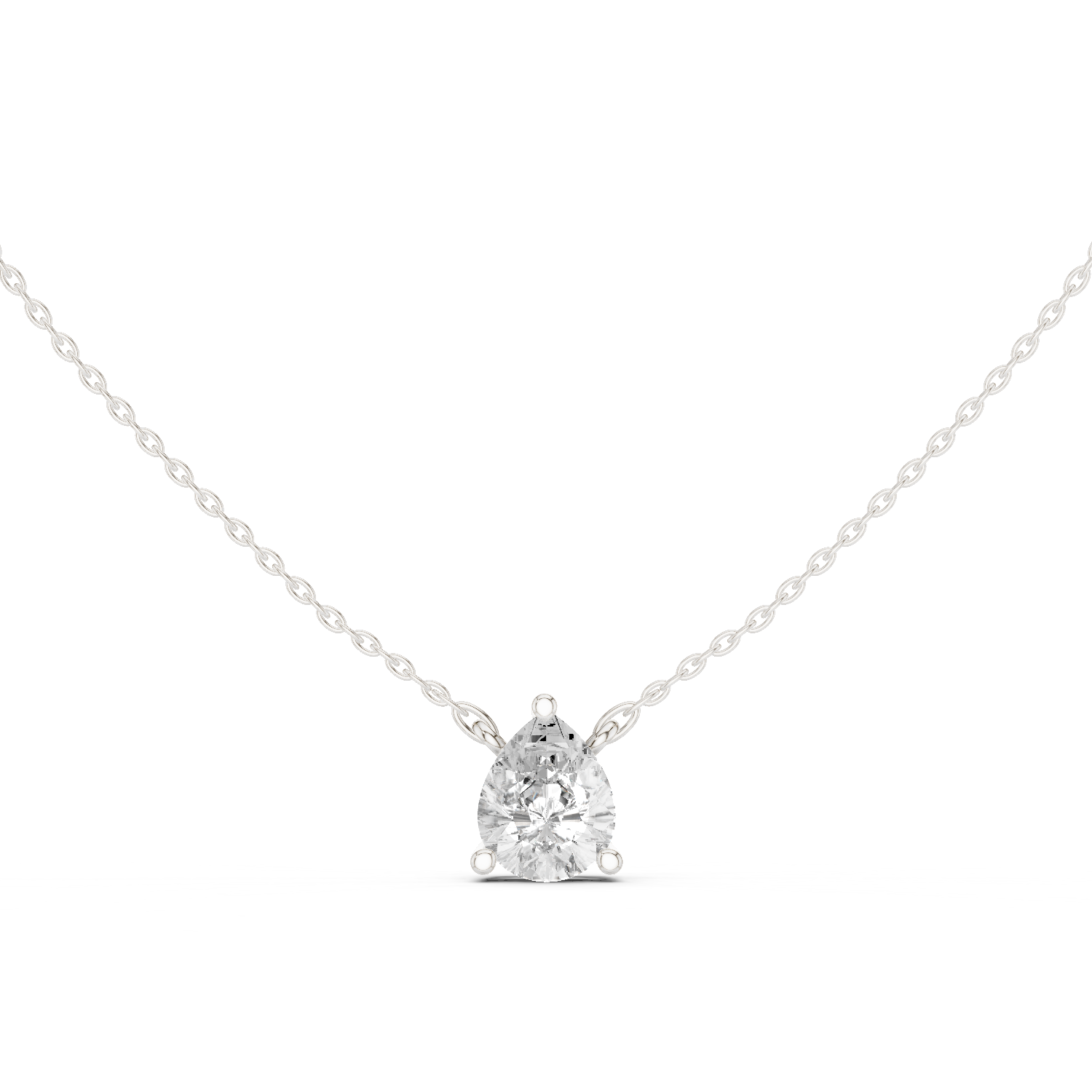 Gold Jewelry DDPO-001, Pear center stone, White Gold