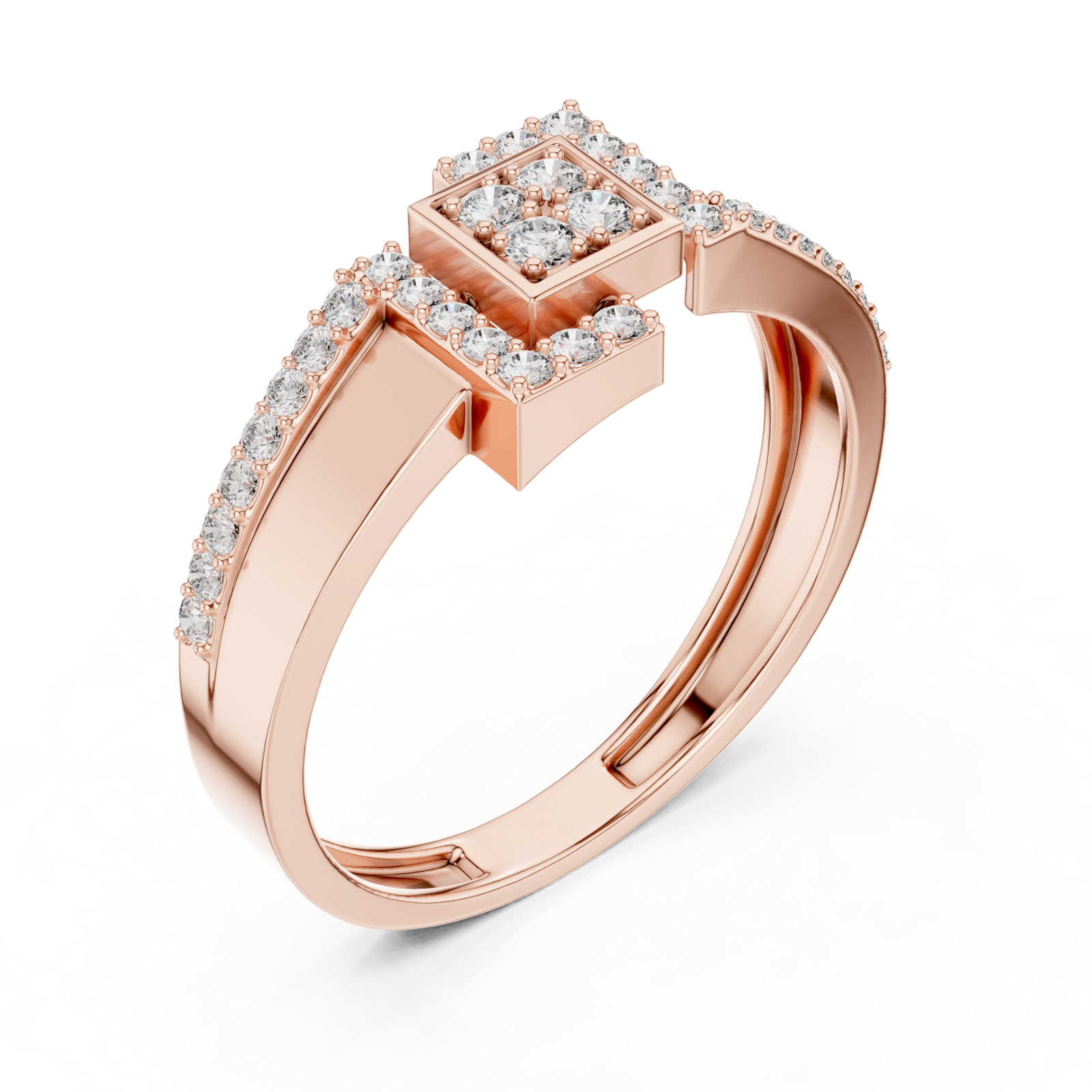 Gold Ring LR-01 (48), Rose Gold, view 2
