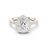Gold Ring DDLR-255, Pear center stone, White Gold