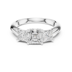 Gold Ring DDLR-044, Asscher center stone, White Gold, view 4