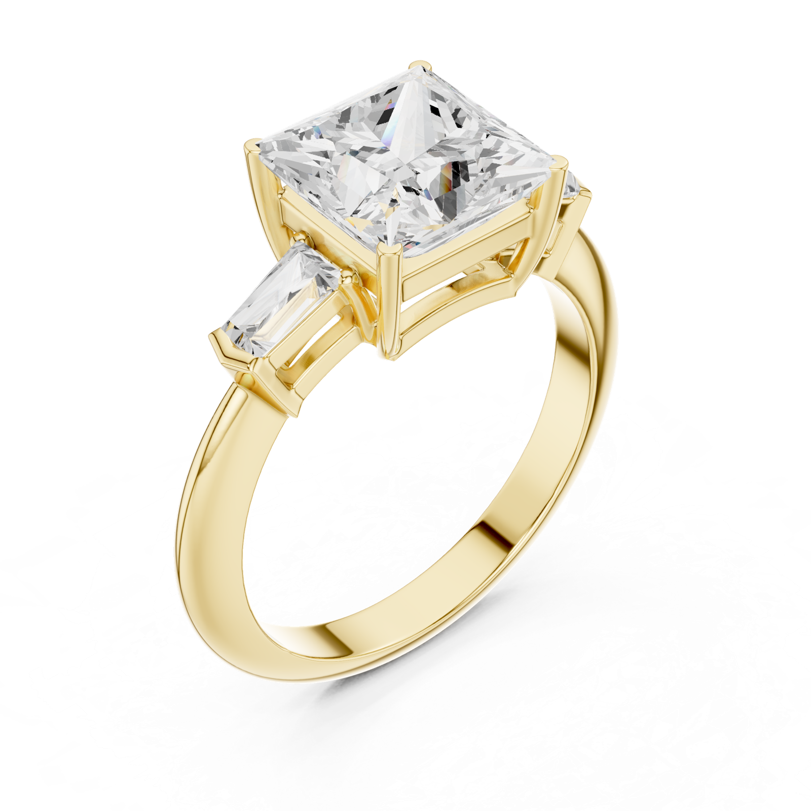 Gold Jewelry L35-67, Princess center stone, Yellow Gold, view 2