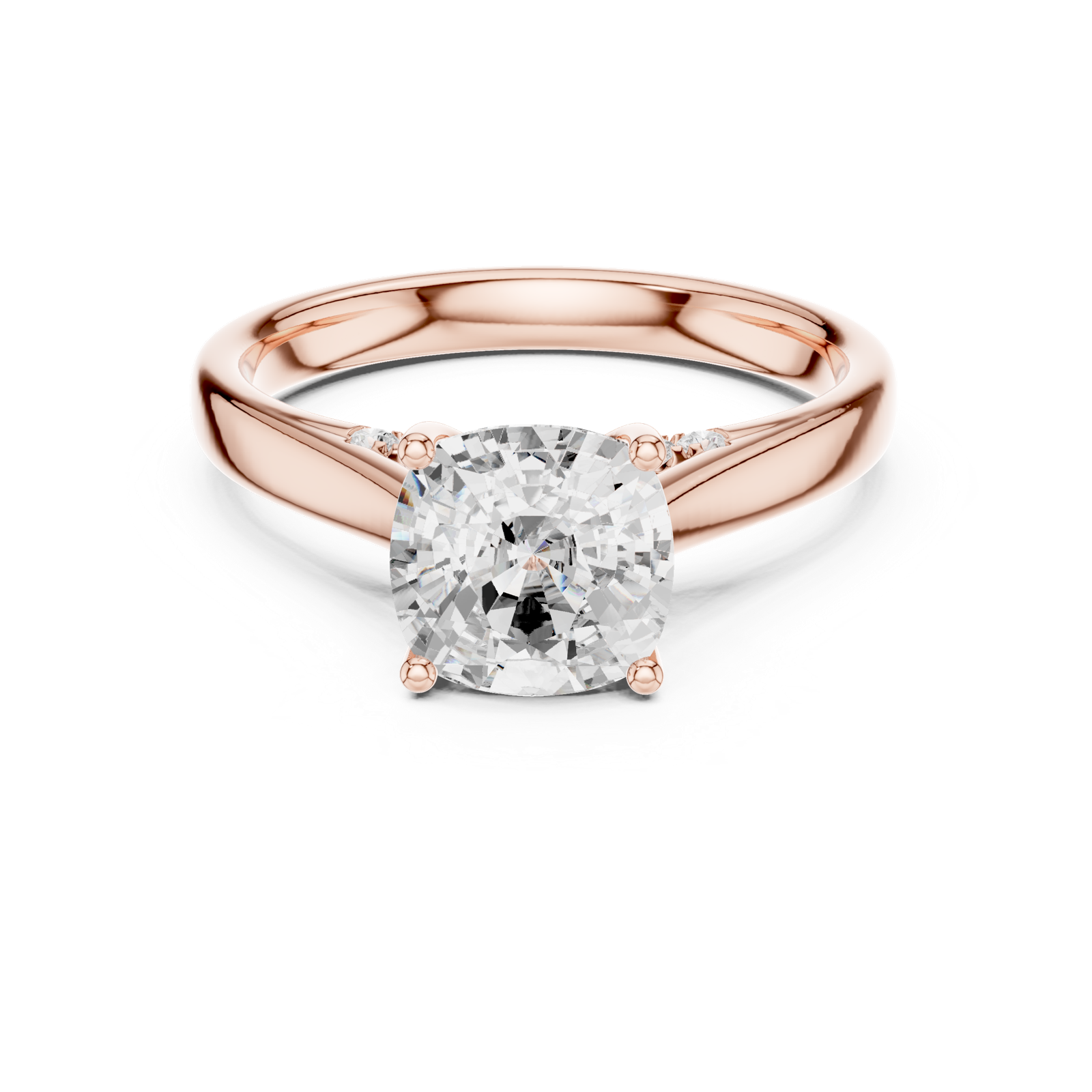 Gold Jewelry, Cushion center stone, Rose Gold, view 4