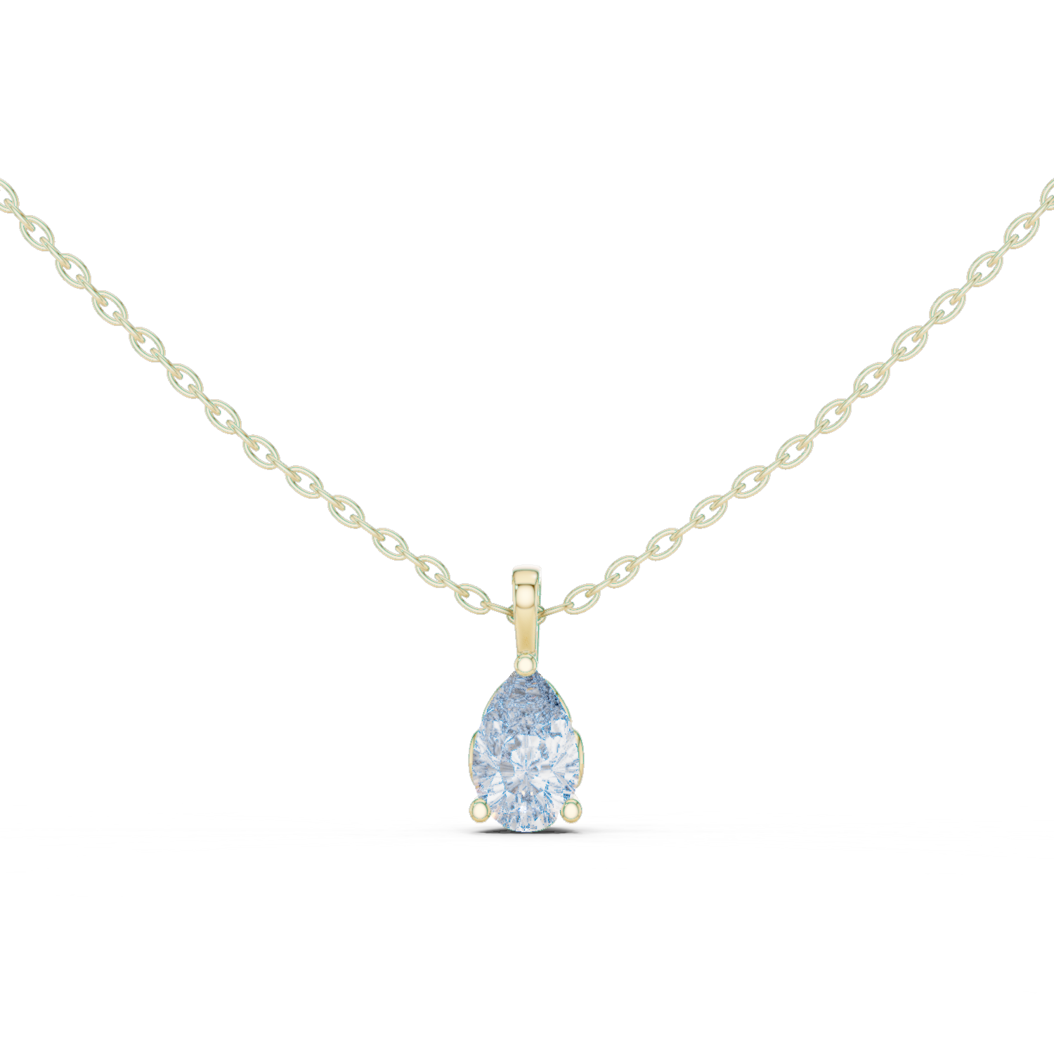 14K Solid Gold Lab Diamond Solitaire Pendant Necklace, Yellow Gold