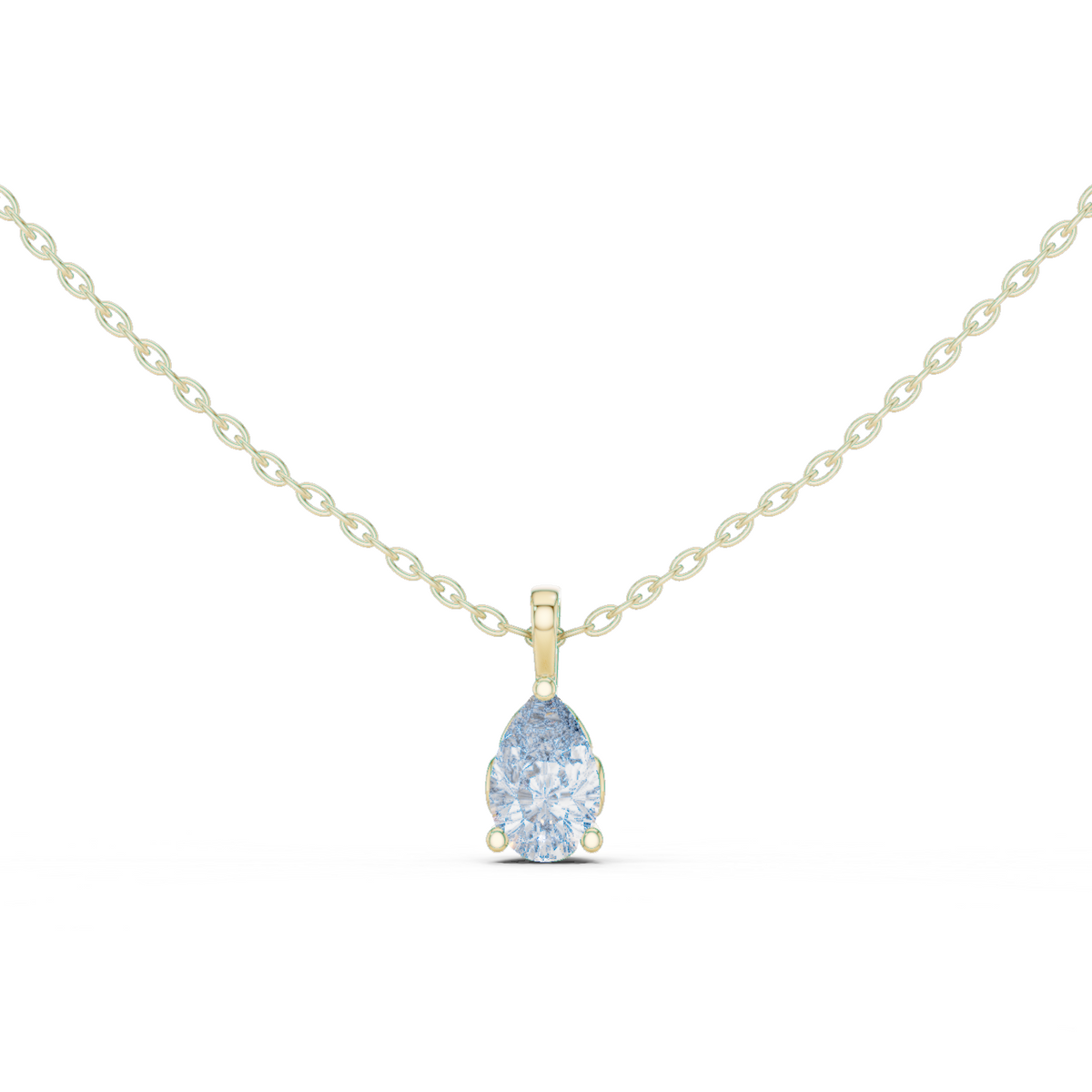 14K Solid Gold Lab Diamond Solitaire Pendant Necklace, Yellow Gold