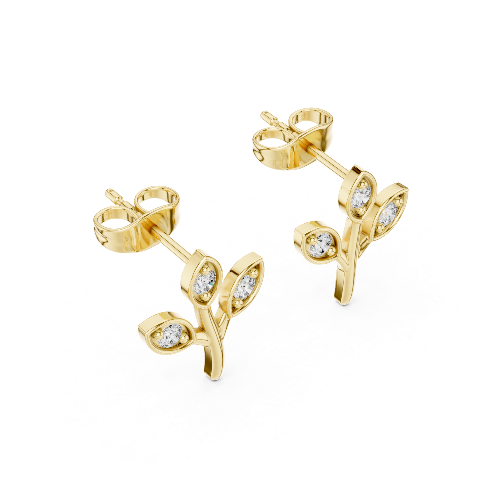 Gold Earrings 9-10093E, Yellow Gold, view 2