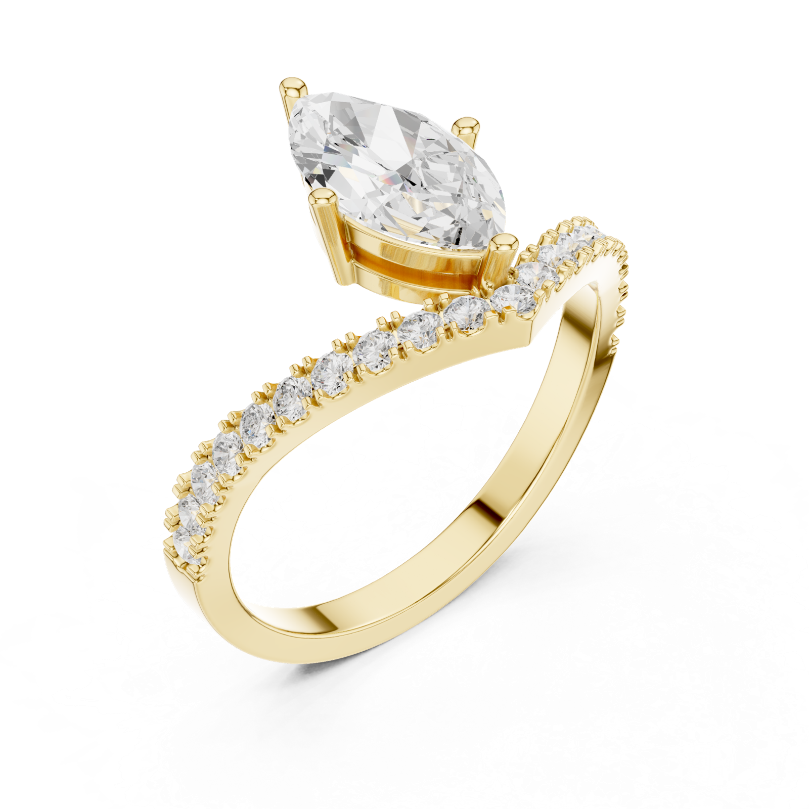 Gold Ring DDLR-1105, Yellow Gold, view 2