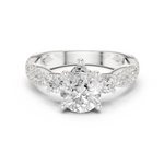 Gold Ring DDLR-281, Pear center stone, White Gold