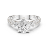 Gold Ring DDLR-281, Pear center stone, White Gold