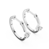 Gold Earrings L02-316, White Gold, view 2