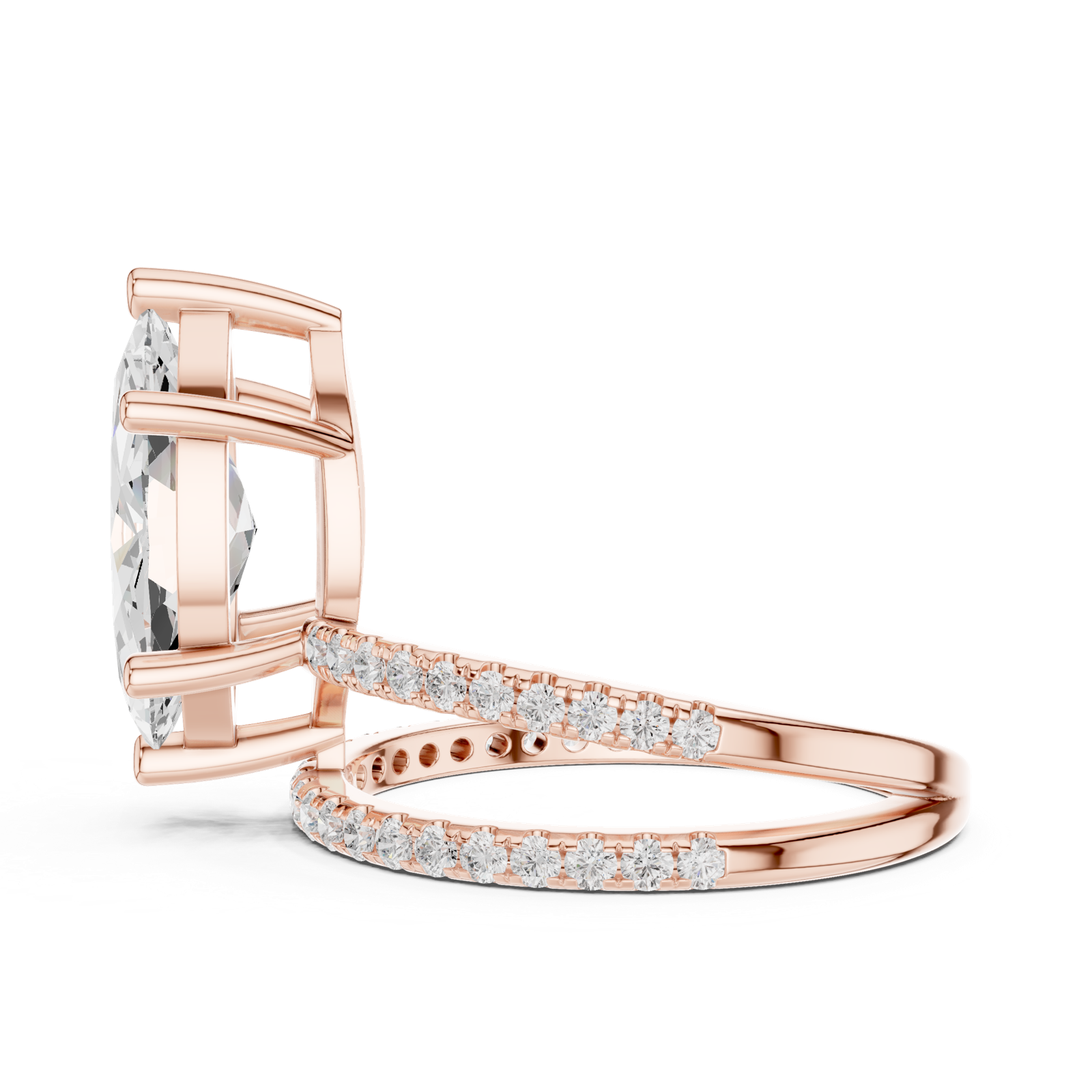 Gold Jewelry L35-39, Marquise center stone, Rose Gold, view 3