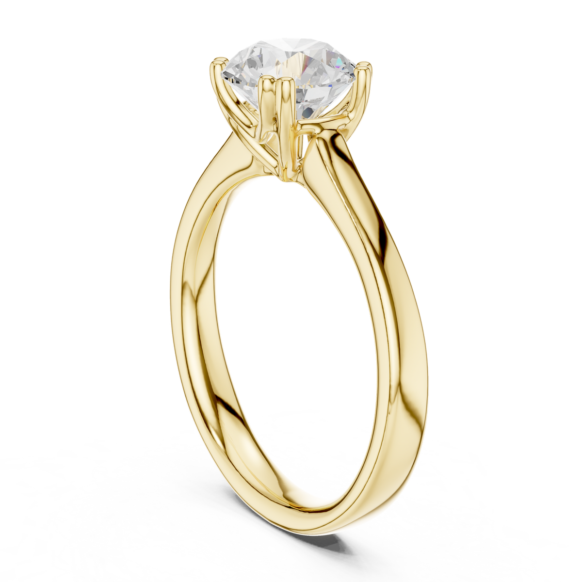 14K Solid Gold Lab Diamond Solitaire Ring, Yellow Gold, view 1