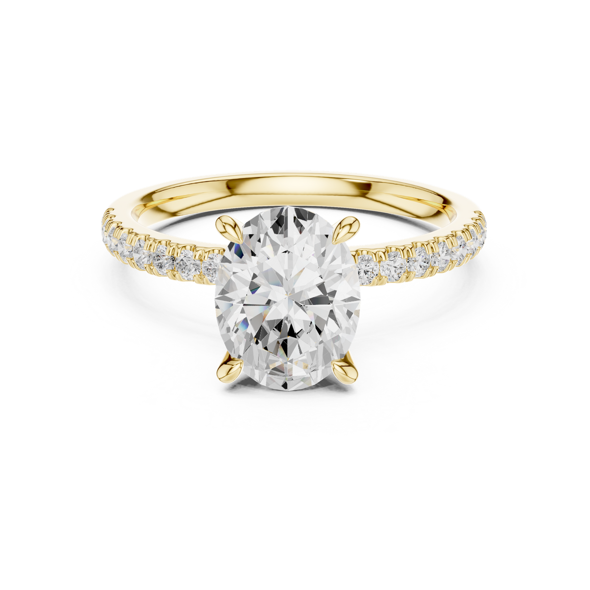 14K Solid Gold Lab Diamond Solitaire Ring, Yellow Gold