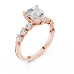 Gold Ring, Pear center stone, Rose Gold, view 2