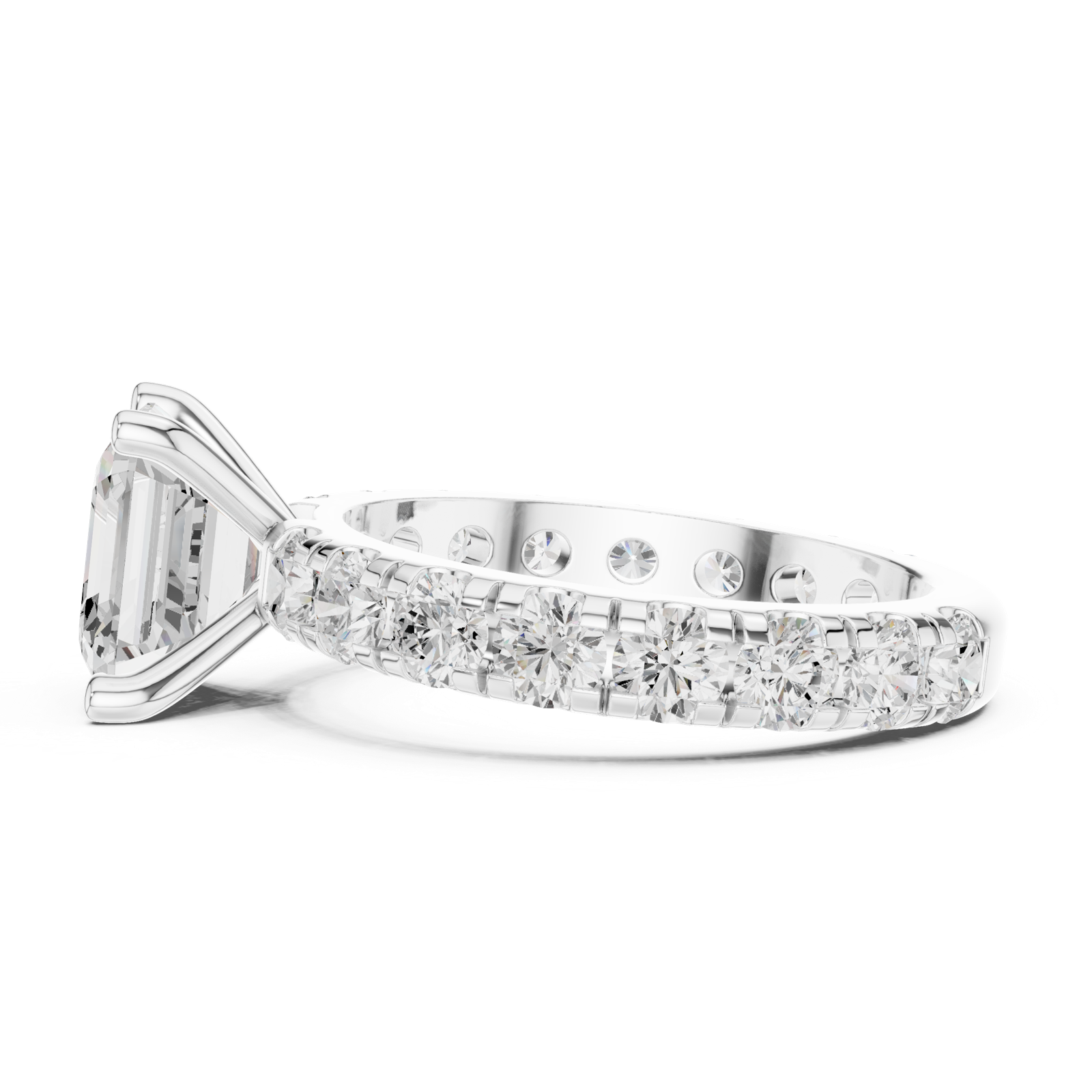 Gold Jewelry, Asscher center stone, White Gold, view 3