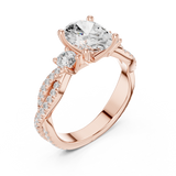 Gold Ring DDLR-281, Oval center stone, Rose Gold, view 2