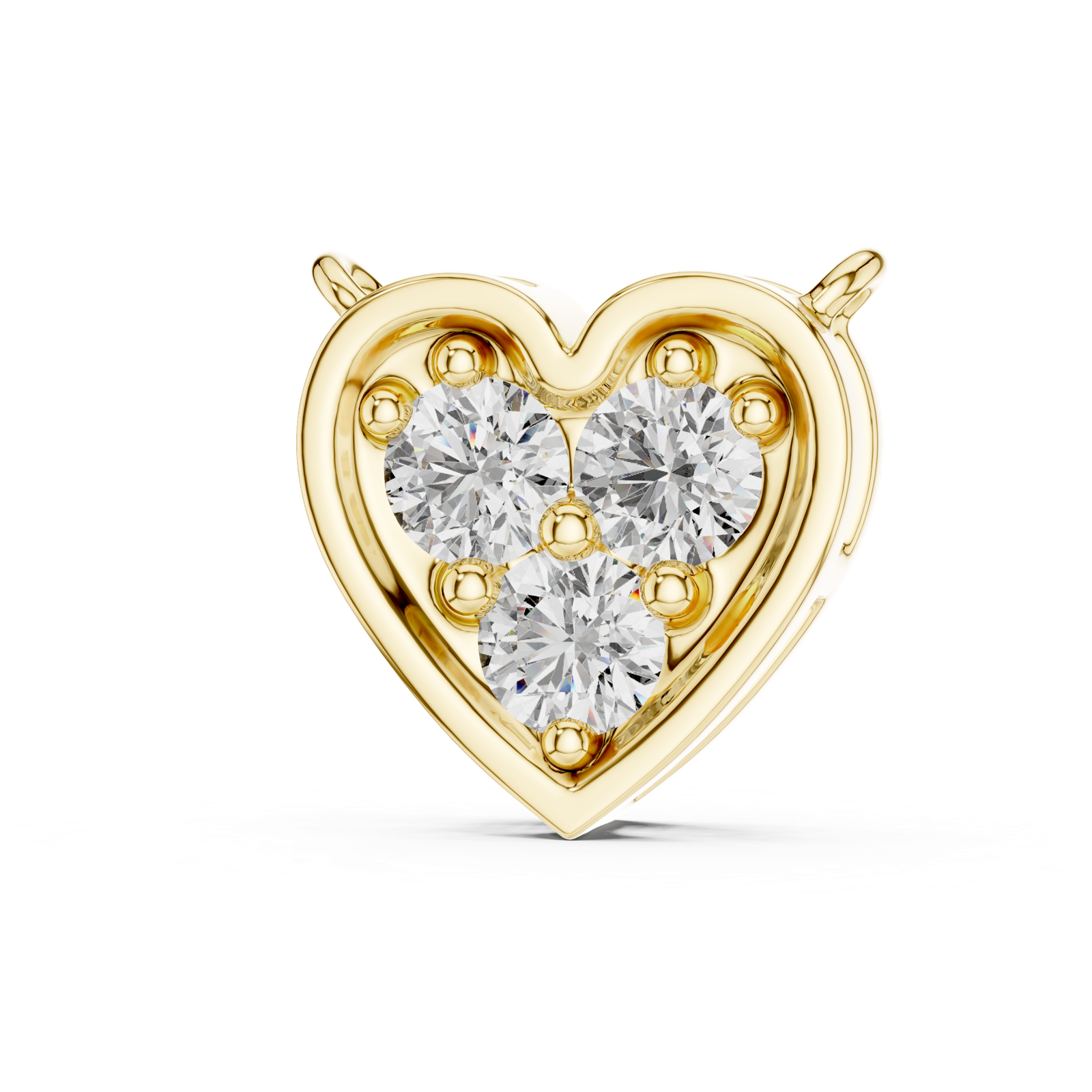 14K Solid Gold Lab Diamond Heart Pendant Necklace, Yellow Gold, view 2