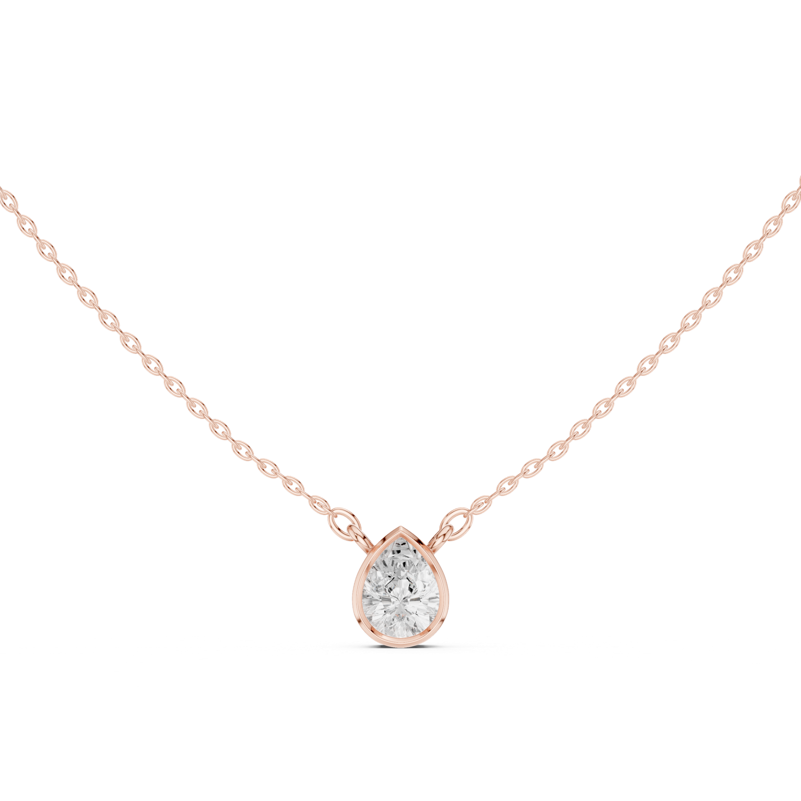 Gold Jewelry DDPS-001, Pear center stone, Rose Gold, view 4